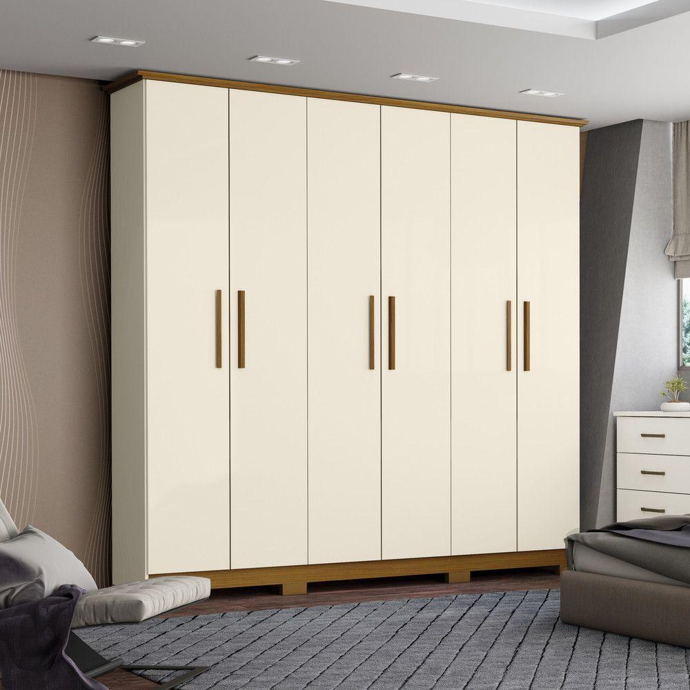 Guarda Roupa Casal 06 Portas 03 Gavetas Lima Henn Off White Nature - 1