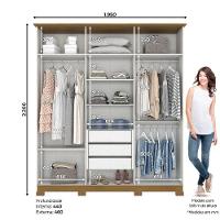 Guarda Roupa Casal 06 Portas 03 Gavetas Lima Henn Off White Nature - 2