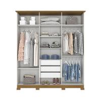 Guarda Roupa Casal 06 Portas 03 Gavetas Lima Henn Off White Nature - 8