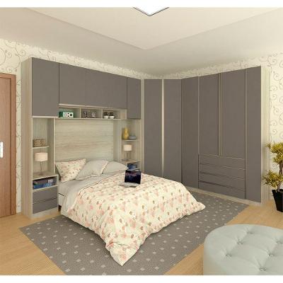 Guarda Roupa Casal Canto Prime Plus 11 Portas Bater 11 Gavetas Legno Crema com Cinza Puro