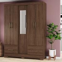 Guarda Roupa Casal 05 Portas 02 Gavetas Chale Briz Castanho - 1