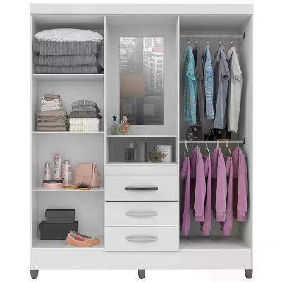Guarda Roupa Casal Capri 4 Portas com Espelho 3 Gavetas Branco MDP Moval