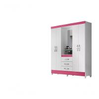 Guarda Roupa Casal 4 Portas C/Espelho 3 Gavetas Capri Branco - 3
