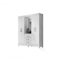 Guarda Roupa Casal 4 Portas C/Espelho 3 Gavetas Capri Branco - 5