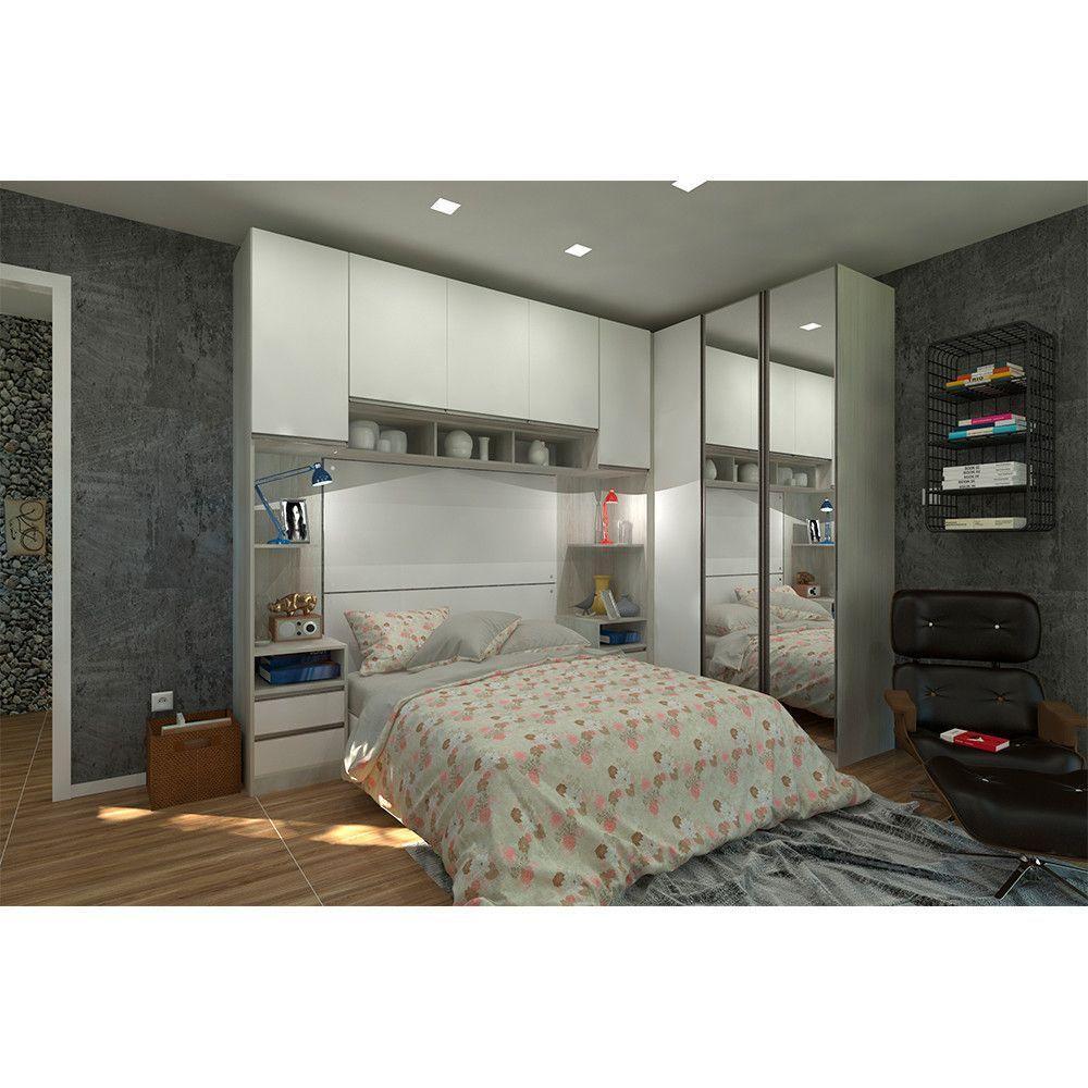 Guarda Roupa Canto 8 Portas E 4 Gavetas Com Espelho Crema - 2