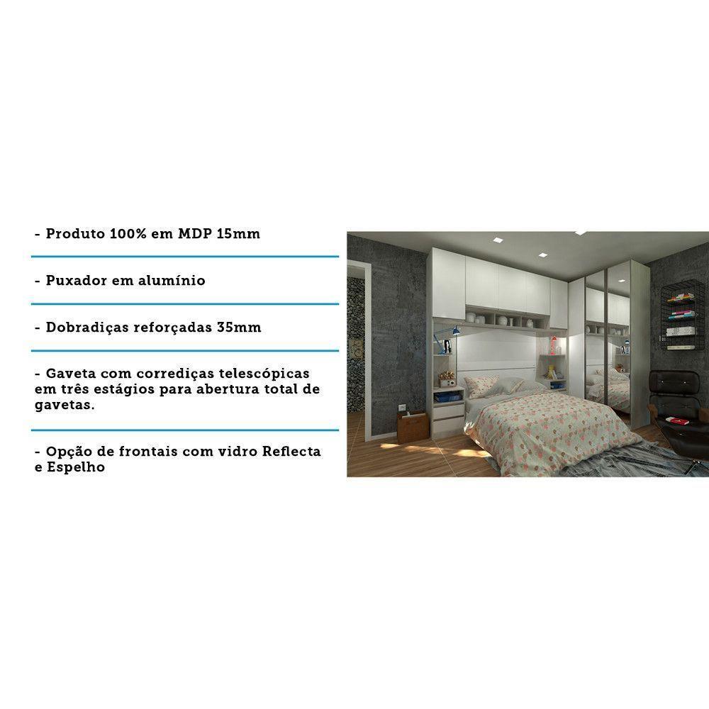 Guarda Roupa Canto 8 Portas E 4 Gavetas Com Espelho Crema - 4