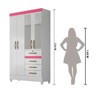Guarda Roupa Solteiro Sobral 4 Portas de Bater 4 Gavetas Branco