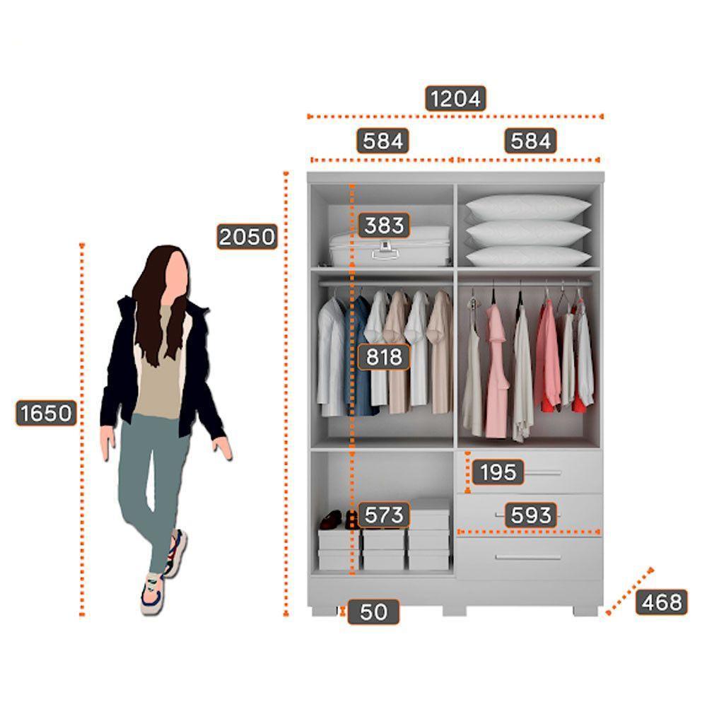 Guarda Roupa Agata 4 Portas 3 Gavetas Com 6 Pés Branco - 4