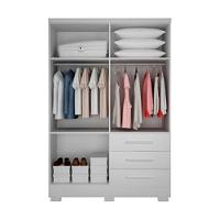 Guarda Roupa Agata 4 Portas 3 Gavetas Com 6 Pés Branco - 3