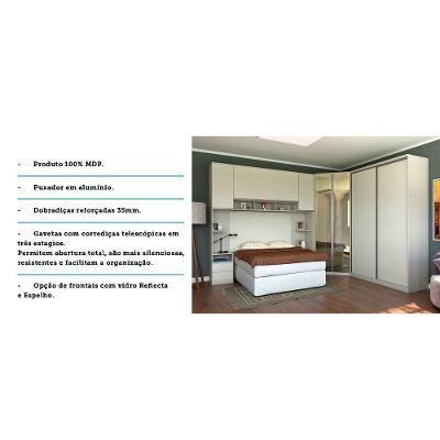 Guarda Roupa Canto Casal Prime Plus 2 Portas Correr 3 Gavetas Legno Crema-kashmir