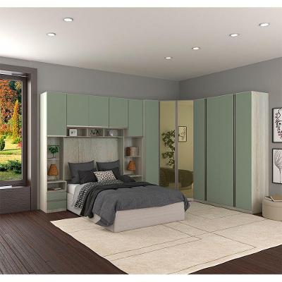Guarda Roupa Casal De Canto Prime Luciane 14 Portas Bater 13 Gavetas Legno Crema Verde