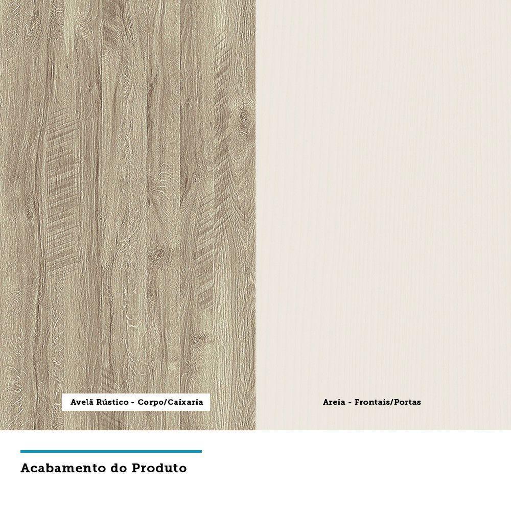 Guarda Roupa 6 Portas E 5 Gavetas Avelã Rústico Com Areia - 2