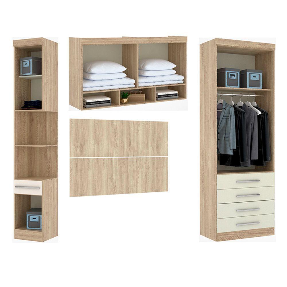 Guarda Roupa 6 Portas E 5 Gavetas Avelã Rústico Com Areia - 6