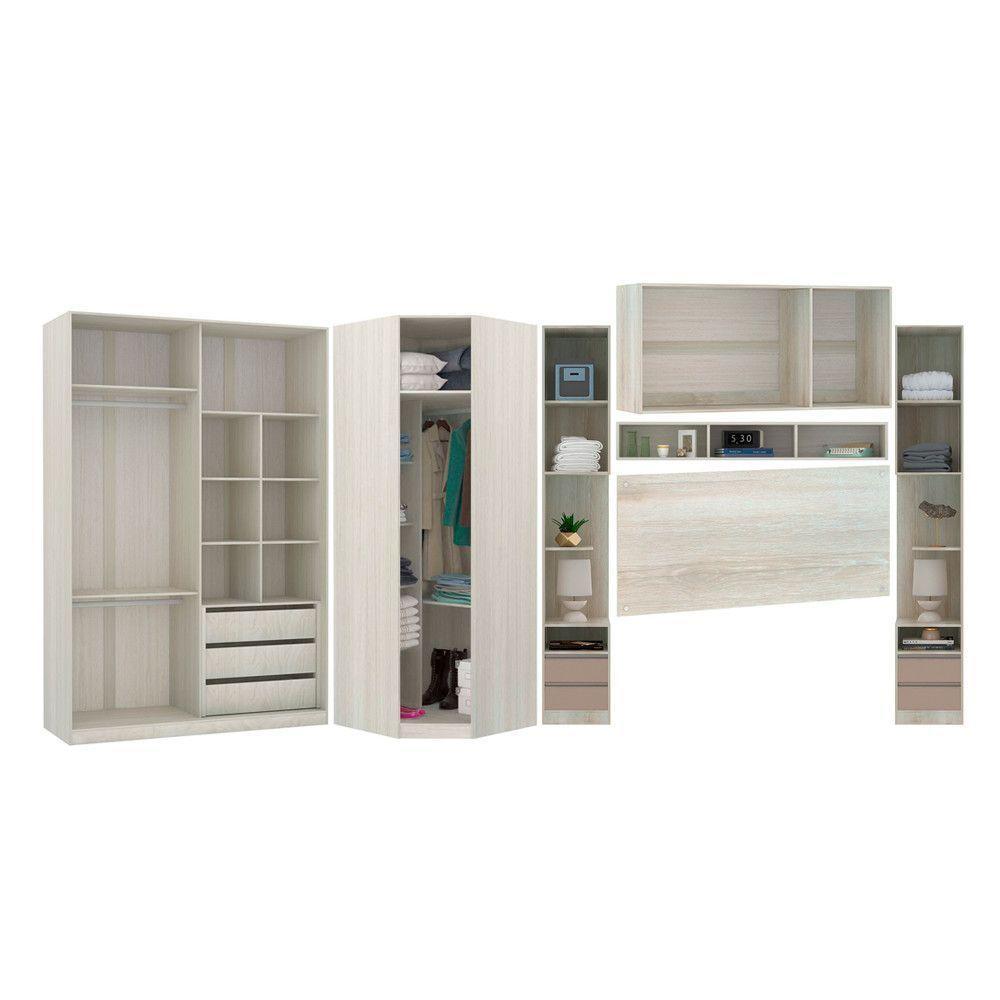 Guarda Roupa Casal De Canto Vidro Reflecta 9 Portas Crema - 7