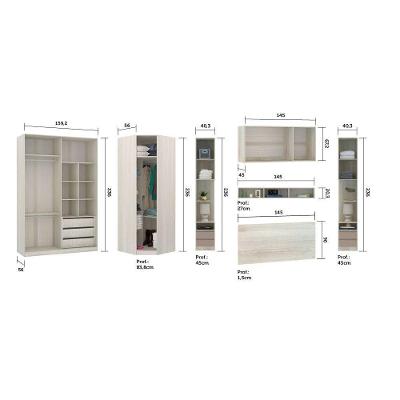 Guarda Roupa Casal de Canto Prime Plus Vidro Reflecta 6 Portas 3 Gavetas Legno
