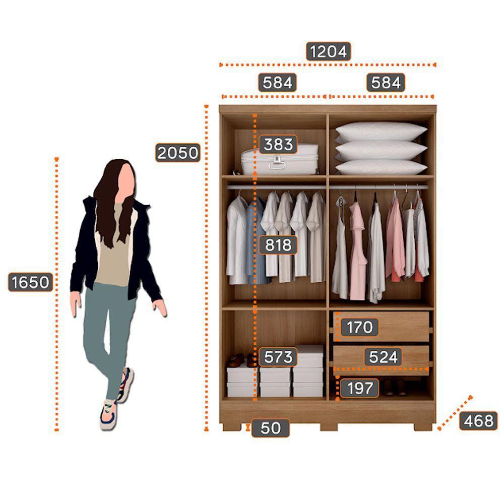 Guarda Roupa Quartzo 4 Portas 2 Gavetas Com 6 Pés Cumaru - 4