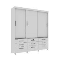 Guarda Roupa Chicago 3 Portas 9 Gavetas Com Pés branco - 1