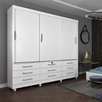 Guarda Roupa Chicago 3 Portas 9 Gavetas Com Pés branco - 5