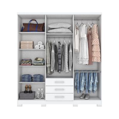Guarda Roupa Casal City 6 Portas de Bater 3 Gavetas Branco MDP Henn