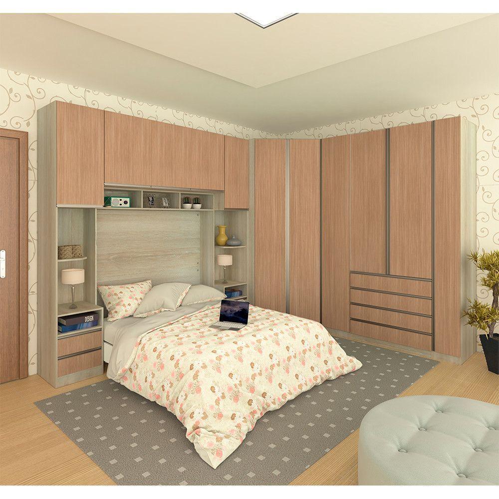 Guarda Roupa Canto 11 Portas E 11 Gavetas Crema Com Cumaru - 1