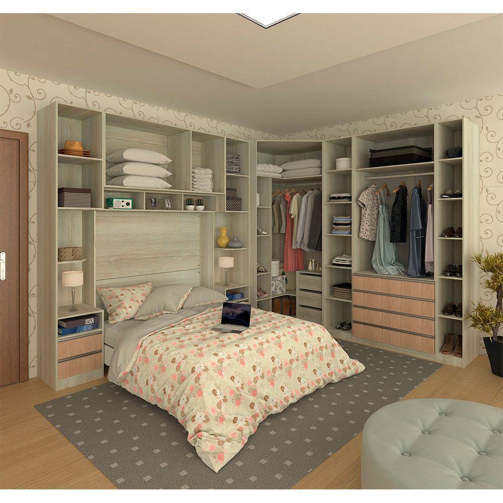 Guarda Roupa Canto 11 Portas E 11 Gavetas Crema Com Cumaru - 7