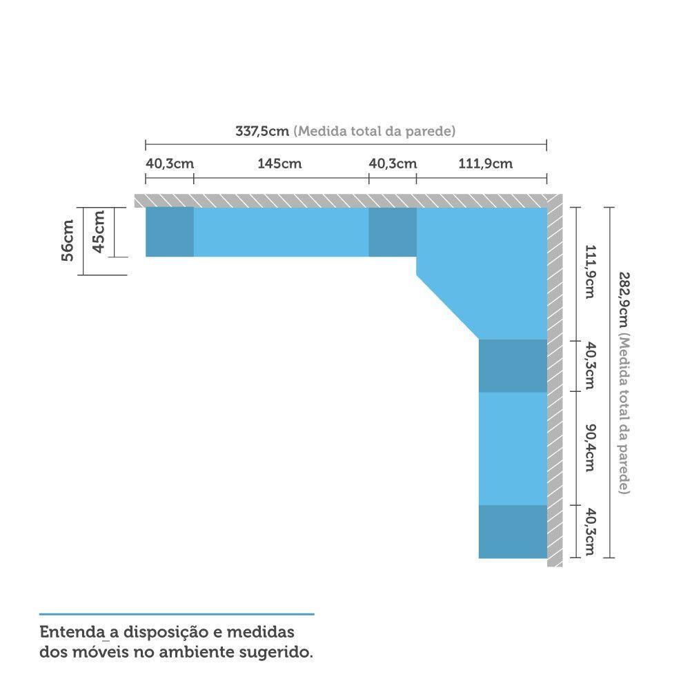 Guarda Roupa Canto 11 Portas E 11 Gavetas Crema Com Cumaru - 10