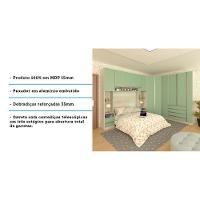 Guarda Roupa Canto 11 Portas E 11 Gavetas Crema Com Verde - 9