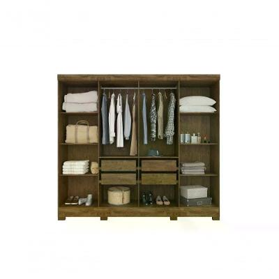 Guarda Roupa Casal Diplomata 8 Portas Com Espelho 4 Gavetas Castanho Wood-Baunilha
