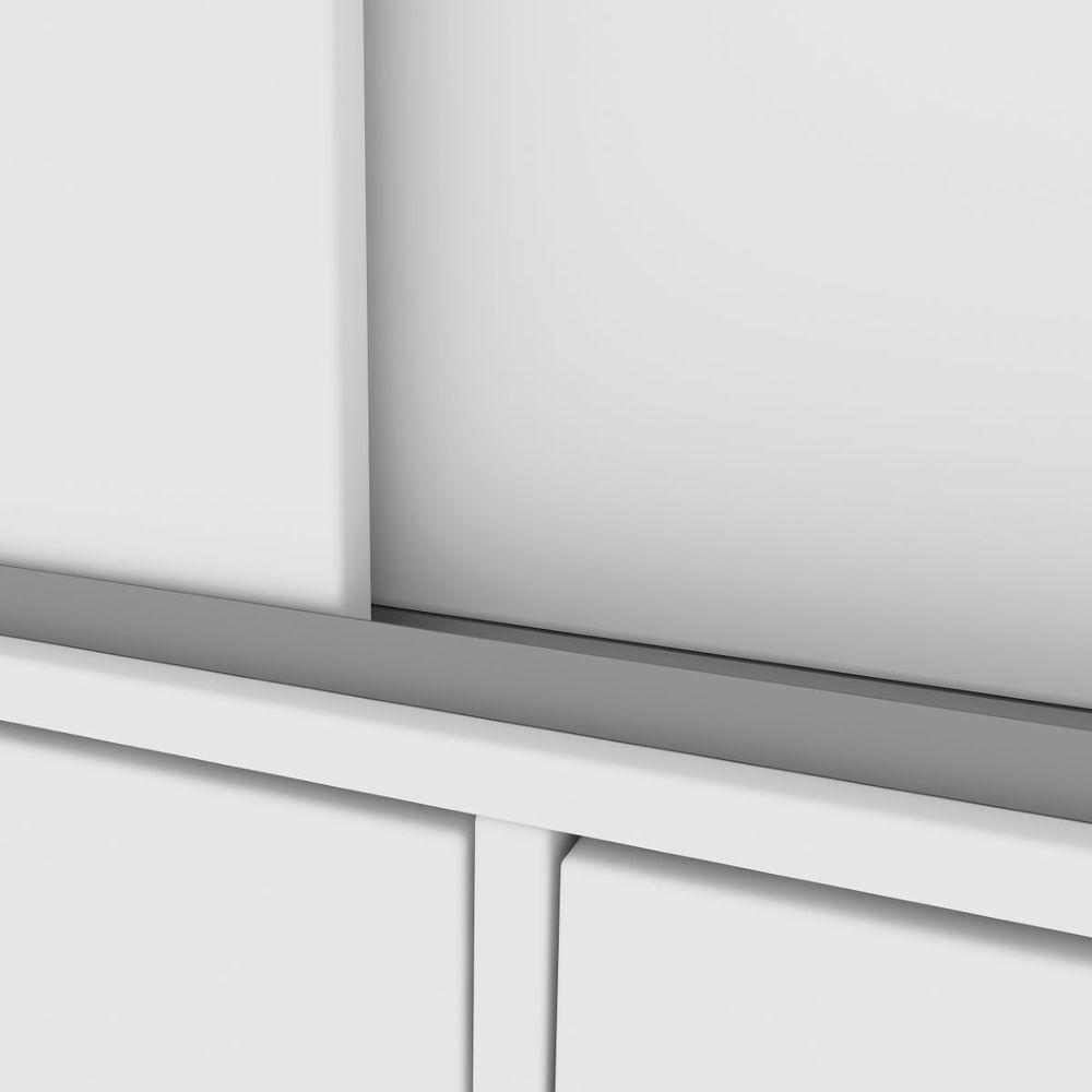 Guarda Roupa 3 Portas 9 Gavetas Com Espelho E Pés branco - 3