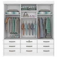 Guarda Roupa 3 Portas 9 Gavetas Com Espelho E Pés branco