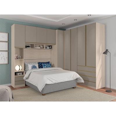 Guarda Roupa Casal Canto Prime Plus 3 Portas Bater Legno Crema-Connect MDP Kit