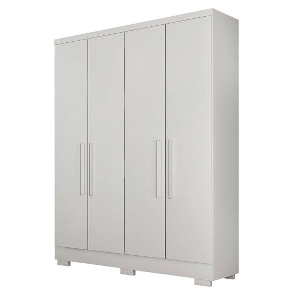 Guarda Roupa Quartzo 4 Portas 2 Gavetas Com 6 Pés Branco - 2