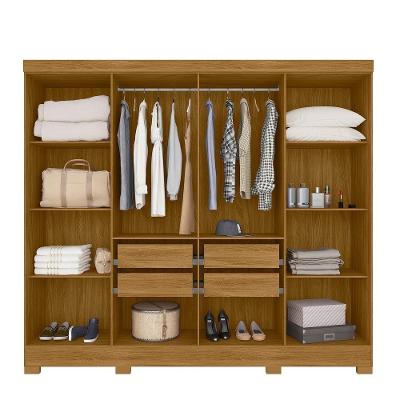 Guarda Roupa Casal Diplomata 8 Portas 4 Gavetas Freijo - Cinza MDP com Espelho