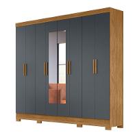 Guarda Roupa Casal C/8 Portas C/Espelho Cinza Freijo - 3