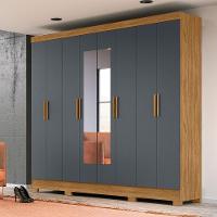 Guarda Roupa Casal C/8 Portas C/Espelho Cinza Freijo - 7