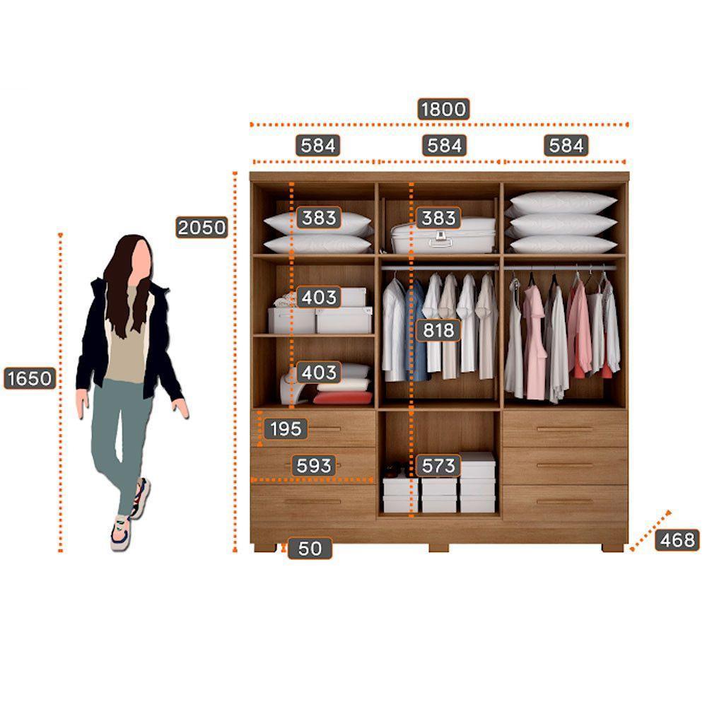 Guarda Roupa Agata 6 Portas 6 Gavetas Com 6 Pés Cumaru/fendi - 2