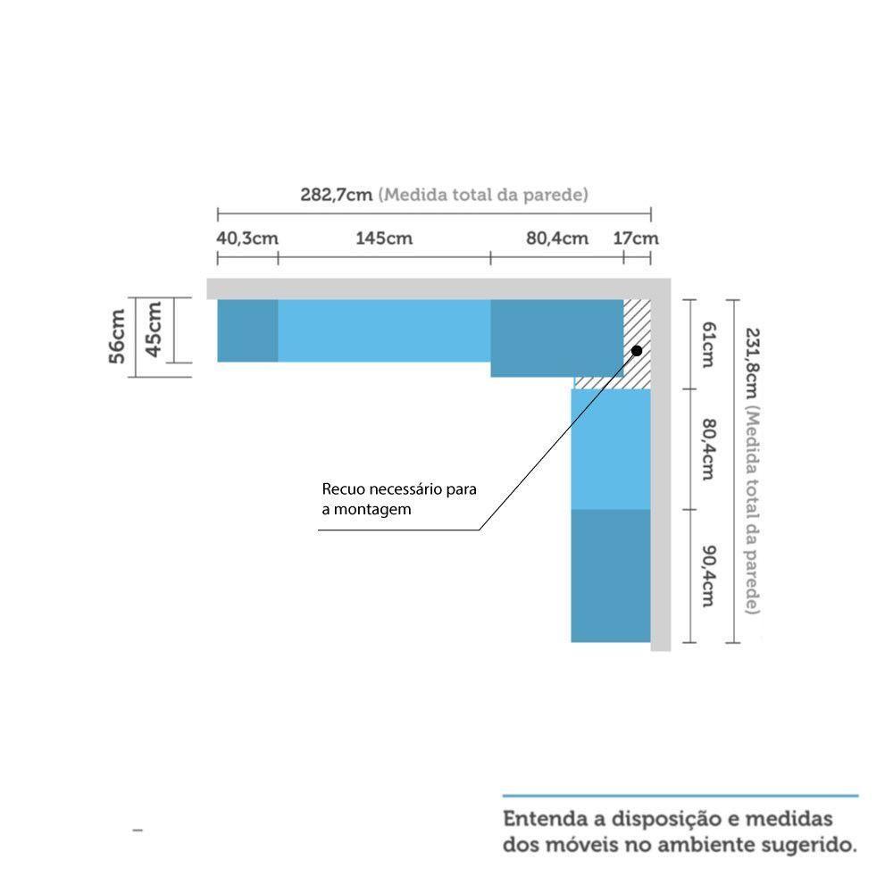 Guarda Roupa 9 Portas E 6 Gavetas Legno Crema Com Branco - 10