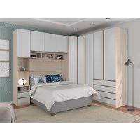 Guarda Roupa 9 Portas E 6 Gavetas Legno Crema Com Branco - 2
