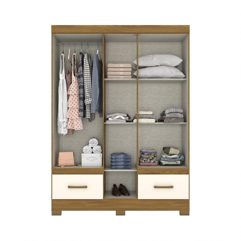 Guarda Roupa Casal 05 Portas 02 Gavetas Chale Briz Nature Off White - 5