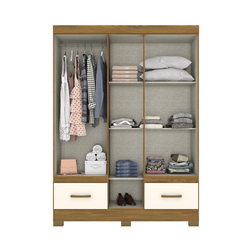 Guarda Roupa Casal 05 Portas 02 Gavetas Chale Briz Nature Off White - 6