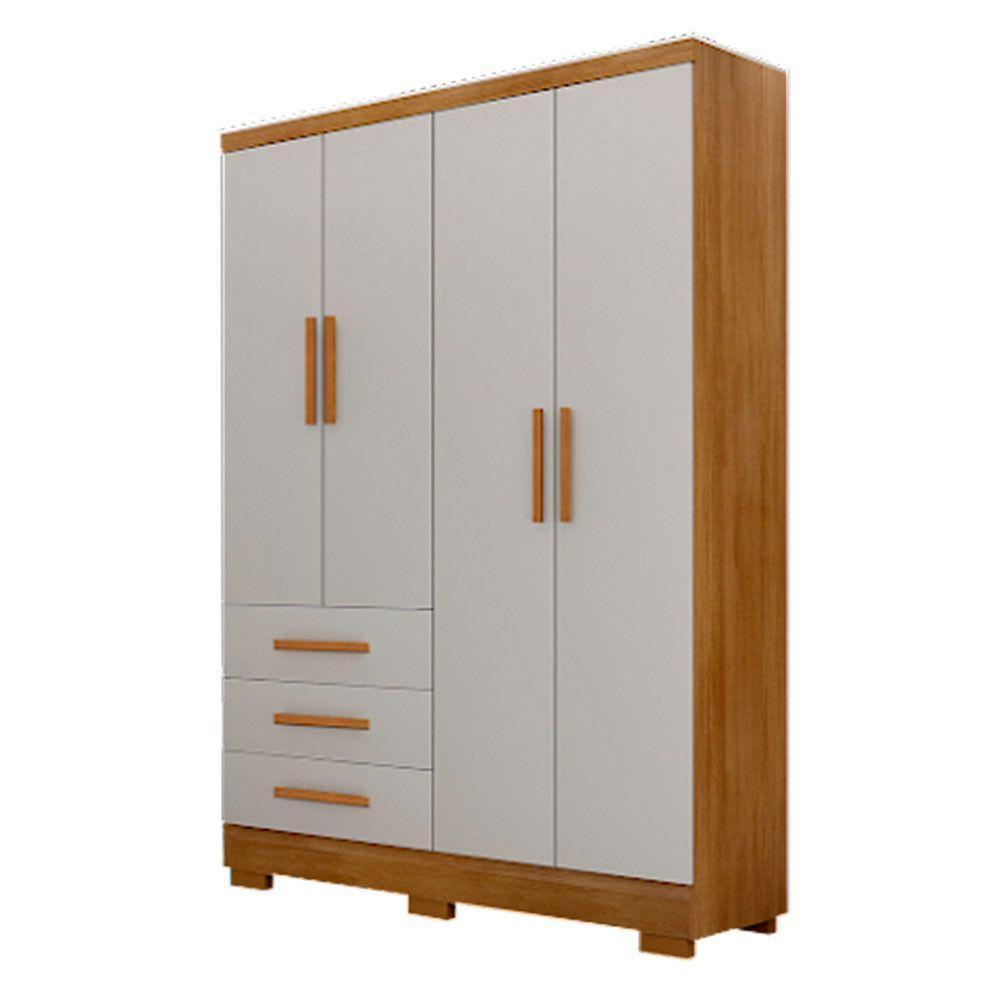 Guarda Roupa Agata 4 Portas 3 Gavetas Com 6 Pés Cumaru/fendi - 4