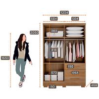 Guarda Roupa Agata 4 Portas 3 Gavetas Com 6 Pés Cumaru/fendi - 2