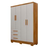 Guarda Roupa Agata 4 Portas 3 Gavetas Com 6 Pés Cumaru/fendi - 4
