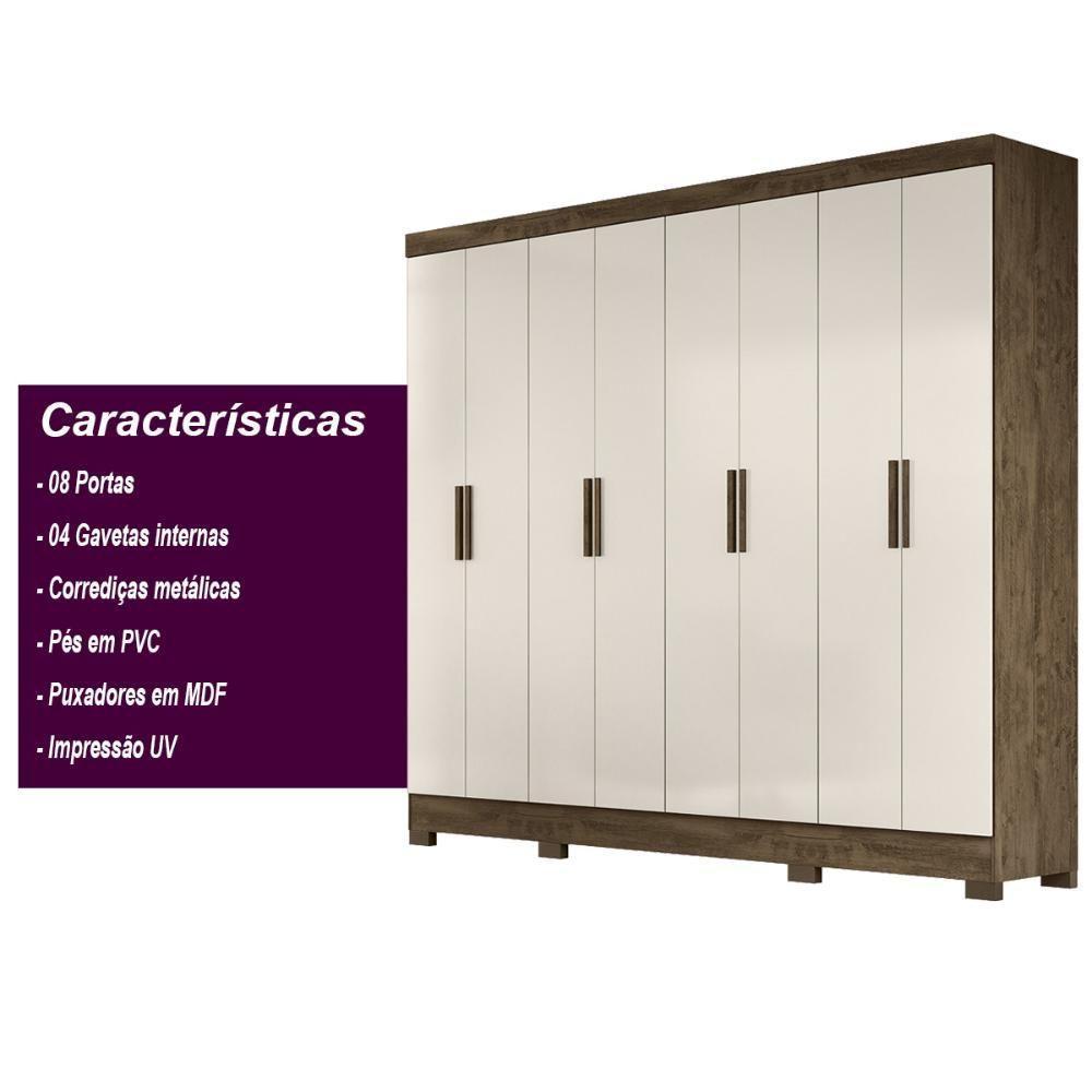 Guarda Roupa Casal 8 Portas Diplomata Baunilha Castanho - 4