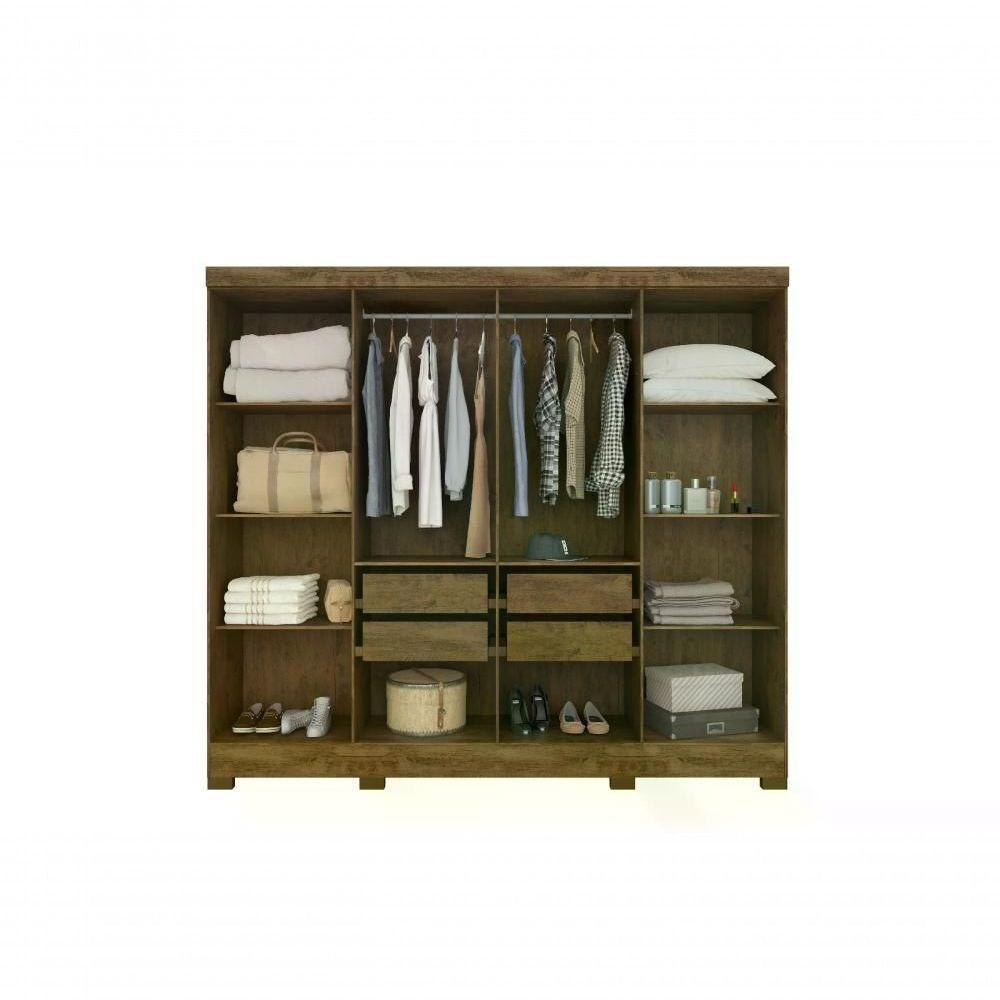 Guarda Roupa Casal 8 Portas Diplomata Baunilha Castanho - 8