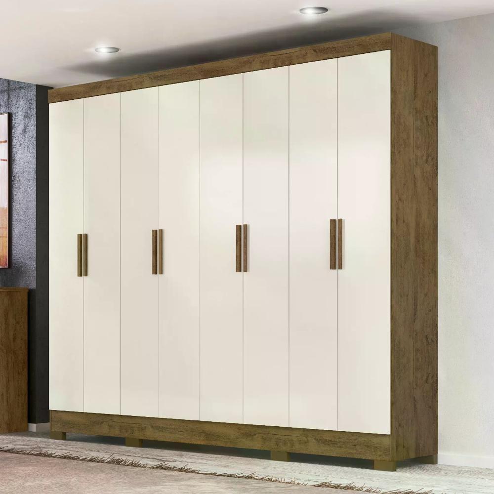 Guarda Roupa Casal 8 Portas Diplomata Baunilha Castanho - 9