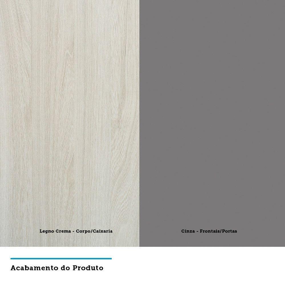 Guarda Roupa Canto Casal Com Vidro Reflecta Crema Com Cinza - 2