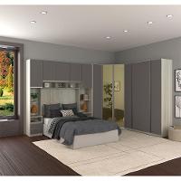 Guarda Roupa Canto Casal Com Vidro Reflecta Crema Com Cinza - 1