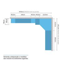 Guarda Roupa Canto Casal Com Vidro Reflecta Crema Com Cinza
