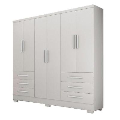 Guarda Roupa Casal Agata 6 Portas de Bater 6 Gavetas Branco MDP